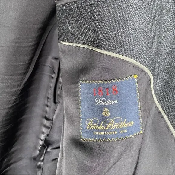 Brooks Brothers Madison 1818 blue windowpane wool men’s sportcoat blazer 41L